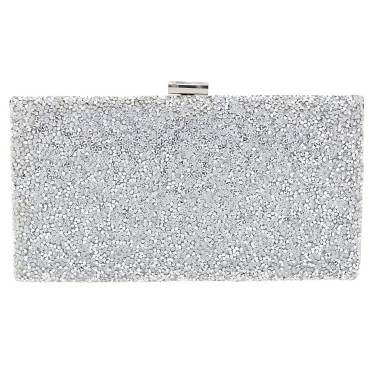 Glitter Crystal-Embellished Beaded Clutch