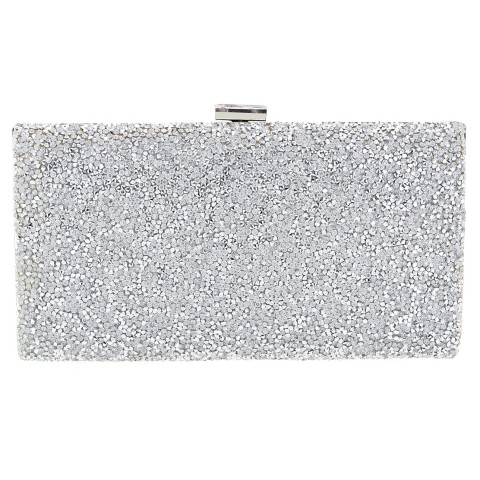 Glitter Crystal-Embellished Beaded Clutch