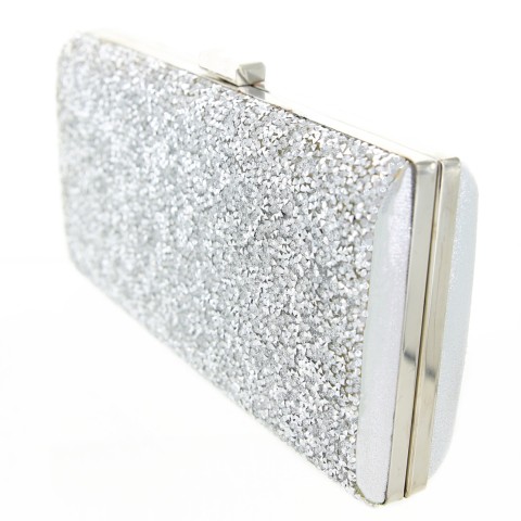 Glitter Crystal-Embellished Beaded Clutch