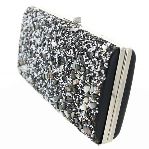 Glitter Crystal-Embellished Beaded Clutch