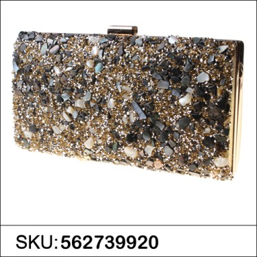 Glitter Crystal-Embellished Beaded Clutch