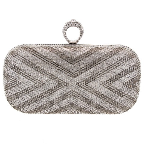 Ring Top Crystal-Embellished Clutch