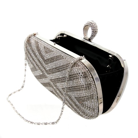 Ring Top Crystal-Embellished Clutch