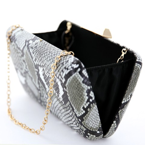 Python Embossed Box Clutch