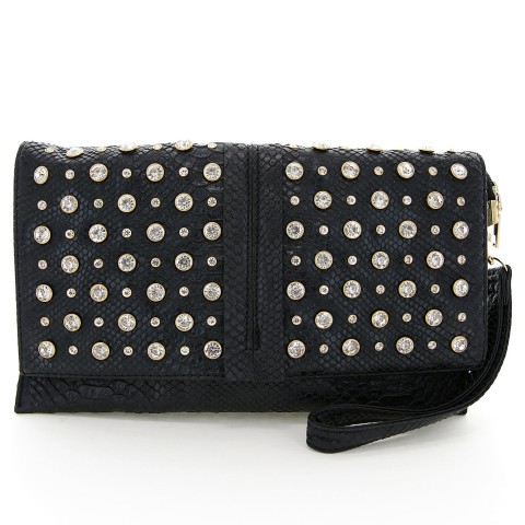 Crystal Studded Wristlet Clutch