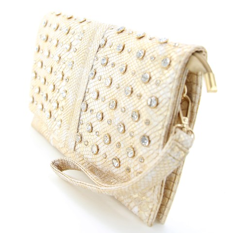 Crystal Studded Wristlet Clutch