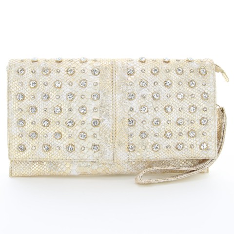 Crystal Studded Wristlet Clutch