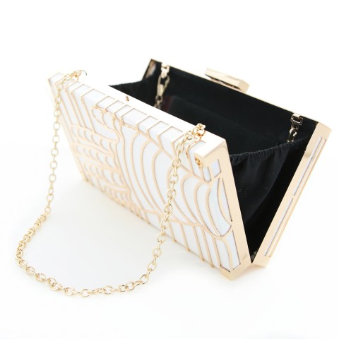 Holographic Metal Hollow Out Hand Frame Clutch