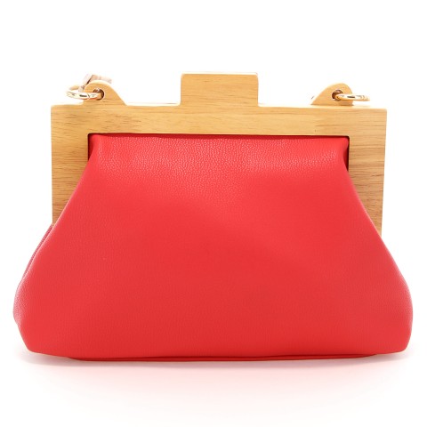 Acrylic Chain Handle Vegan Leather Clutch Bag