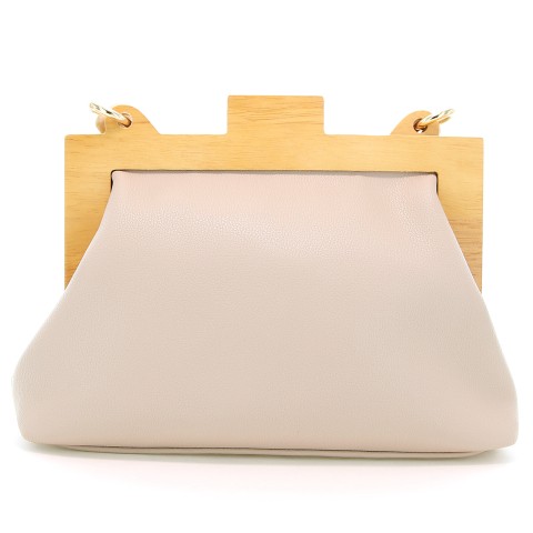 Acrylic Chain Handle Vegan Leather Clutch Bag