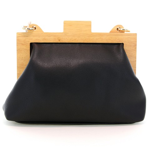 Acrylic Chain Handle Vegan Leather Clutch Bag