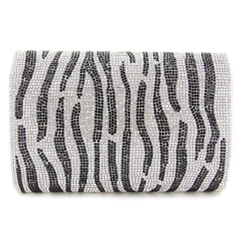 Crystal-Embellished Zebra Print Clutch