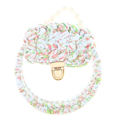 Pearl Handle Round Clear Woven Frame Bag