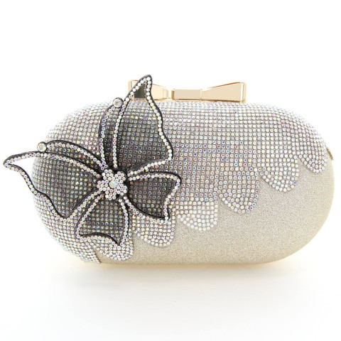 Rhinestone Embellished Butterfly Box Clutch Bag