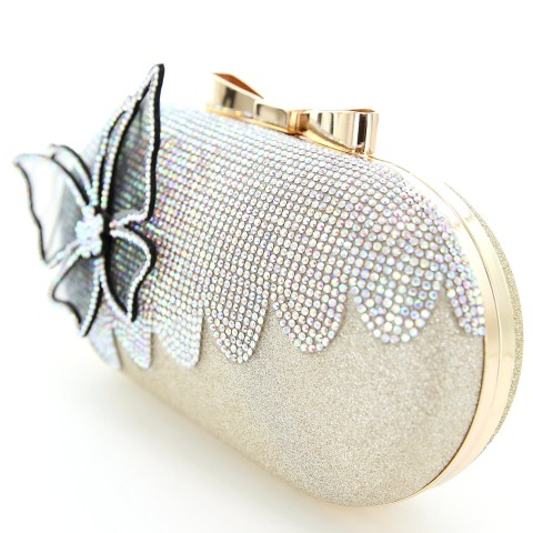 Rhinestone Embellished Butterfly Box Clutch Bag