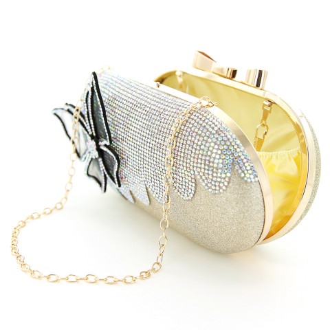 Rhinestone Embellished Butterfly Box Clutch Bag