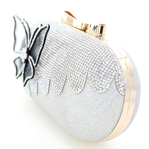 Rhinestone Embellished Butterfly Box Clutch Bag