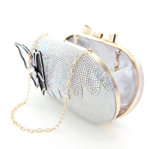 Rhinestone Embellished Butterfly Box Clutch Bag