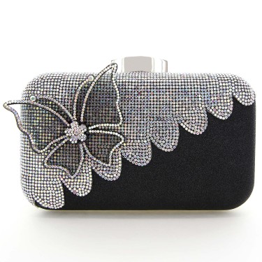 Rhinestone Embellished Butterfly Box Clutch Bag