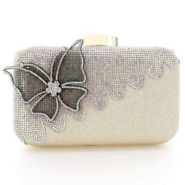 Rhinestone Embellished Butterfly Box Clutch Bag