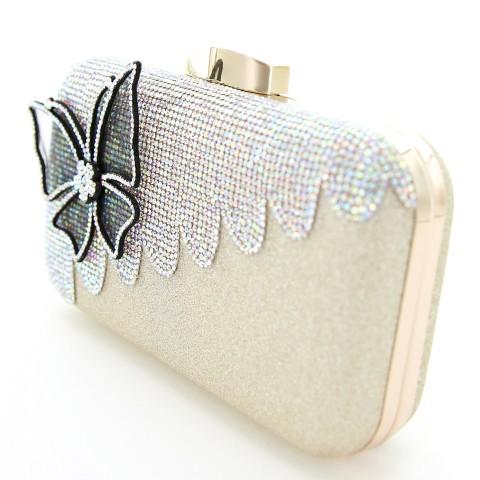 Rhinestone Embellished Butterfly Box Clutch Bag