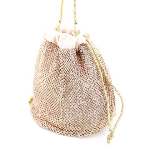 Rhinestone Drawstring Bucket Bag