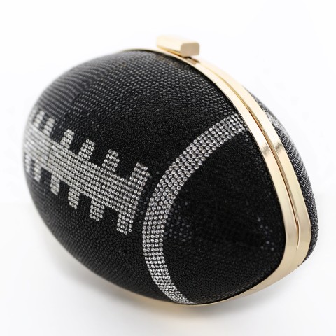 Women Football Shape Rhinestone Evening Clutch Bag