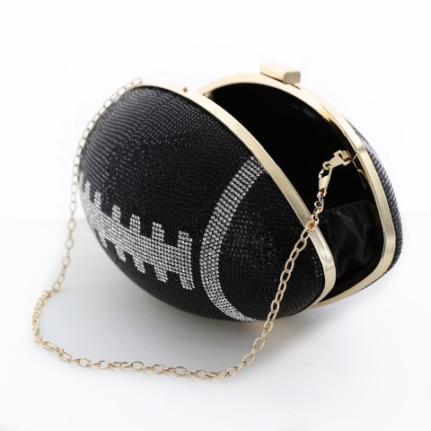 Women Football Shape Rhinestone Evening Clutch Bag