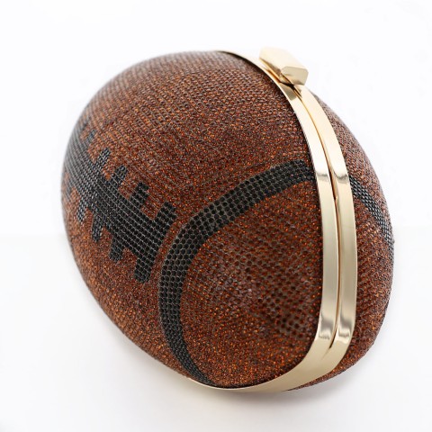 Women Football Shape Rhinestone Evening Clutch Bag