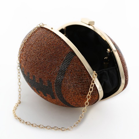 Women Football Shape Rhinestone Evening Clutch Bag