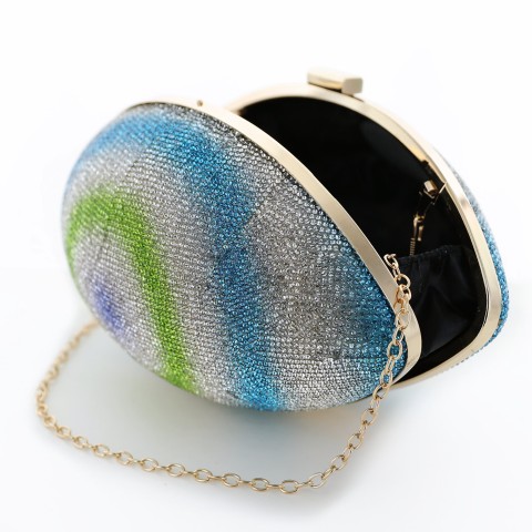 Women Football Shape Rhinestone Evening Clutch Bag