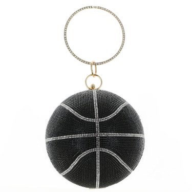 Women Basketball Shape Rhinestone Clutch (Large)