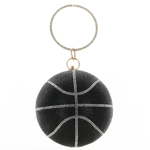 Women Basketball Shape Rhinestone Clutch (Large)