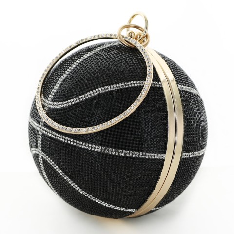 Women Basketball Shape Rhinestone Clutch (Large)