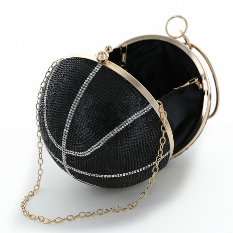 Women Basketball Shape Rhinestone Clutch (Large)