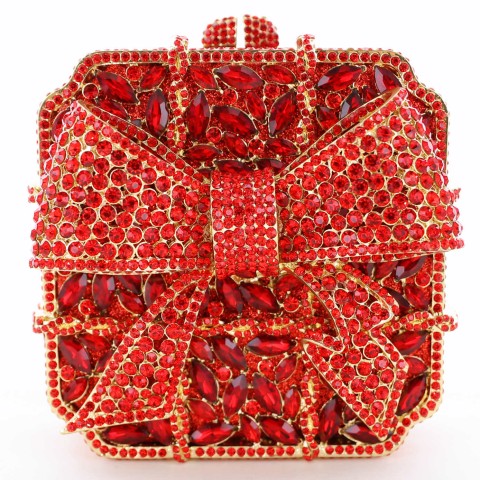 Crystal-Embellished Bow Evening Clutch