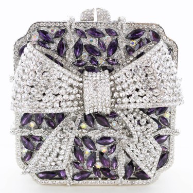 Crystal-Embellished Bow Evening Clutch