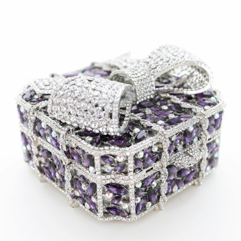 Crystal-Embellished Bow Evening Clutch