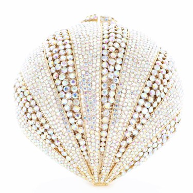 Crystal-Embellished Sea Shell Evening Clutch