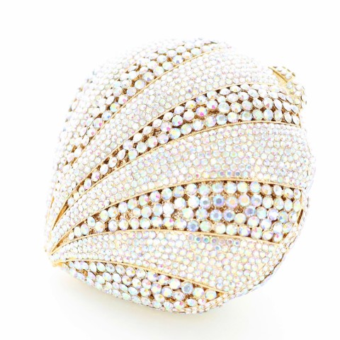 Crystal-Embellished Sea Shell Evening Clutch