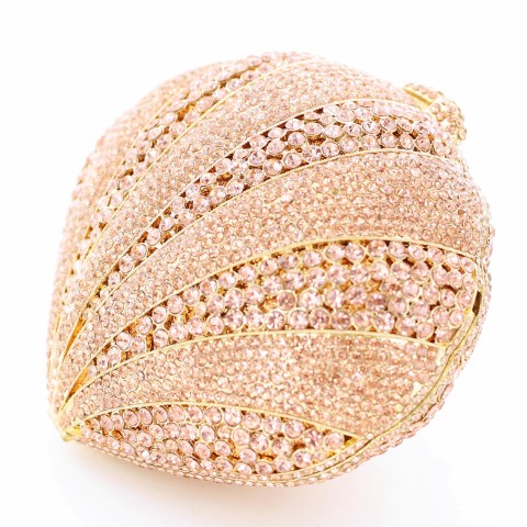 Crystal-Embellished Sea Shell Evening Clutch