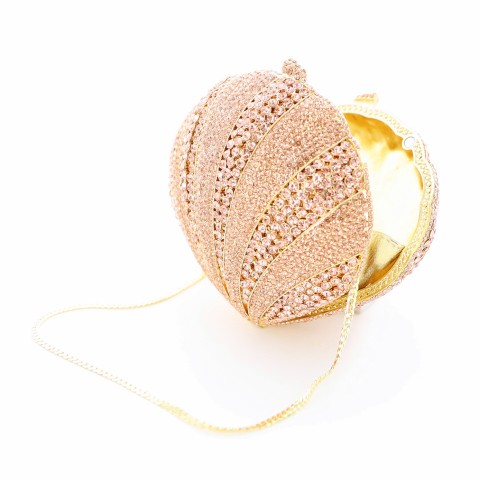 Crystal-Embellished Sea Shell Evening Clutch