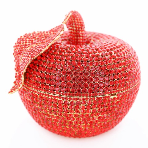 Crystal-Embellished Apple Evening Clutch