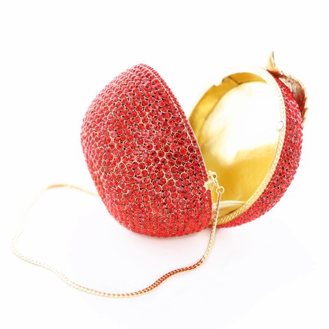 Crystal-Embellished Apple Evening Clutch