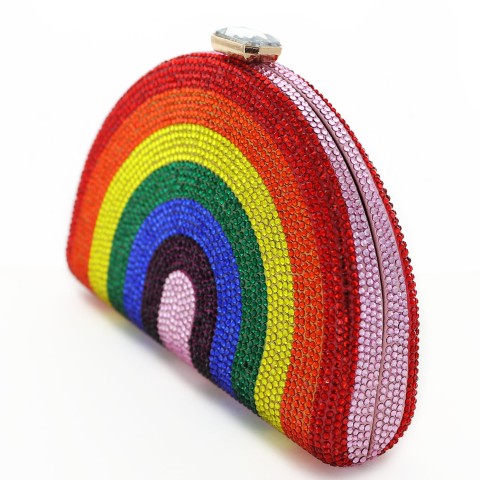 Crystal-Embellished  Rainbow Evening Clutch