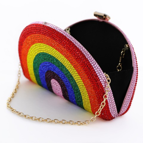 Crystal-Embellished  Rainbow Evening Clutch