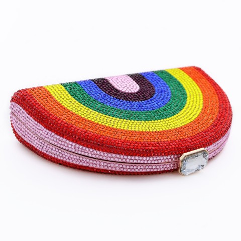 Crystal-Embellished  Rainbow Evening Clutch