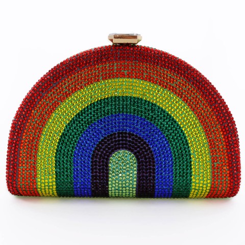 Crystal-Embellished  Rainbow Evening Clutch