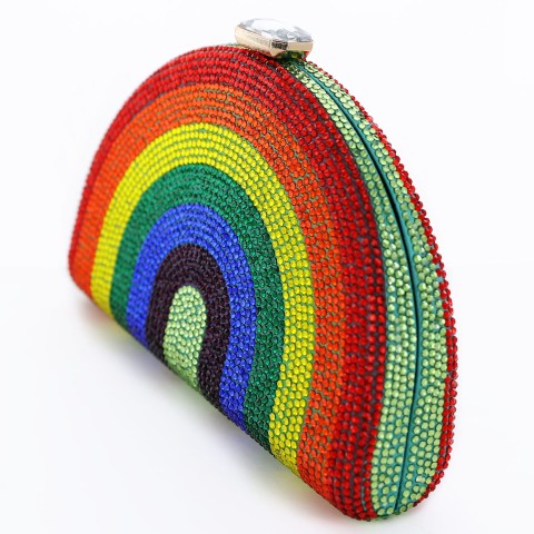 Crystal-Embellished  Rainbow Evening Clutch