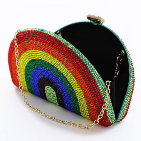 Crystal-Embellished  Rainbow Evening Clutch